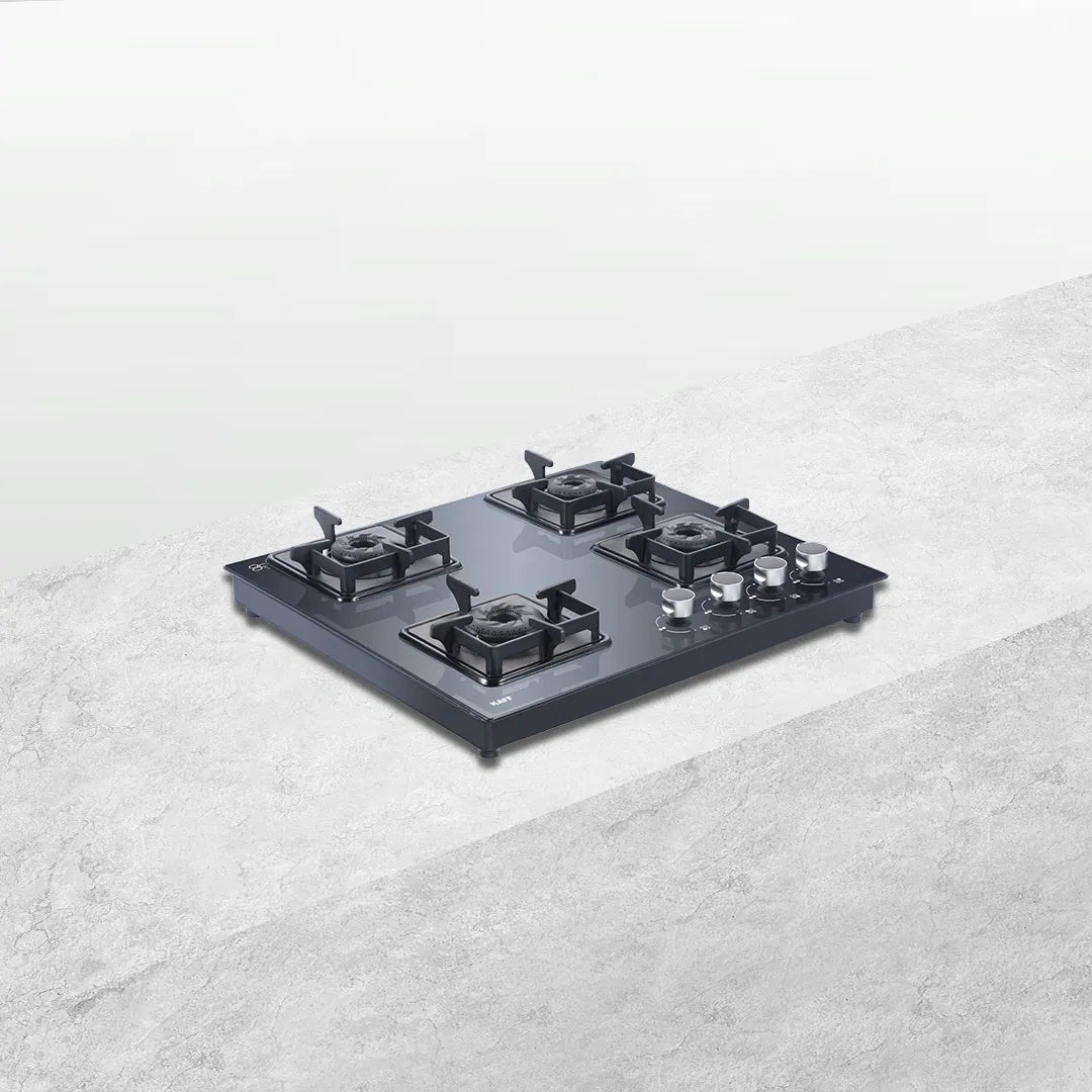 CTS 58 4B AI 58cm 4 Burner Auto Ignition Cooktop with Black Tempered Glass & Metal Knobs