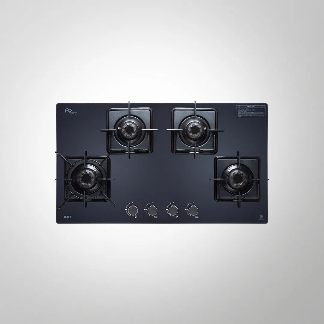 CTS 84 BAI 84cm 4 Burner Auto Ignition Cooktop with Black Tempered Glass & Metal Knobs