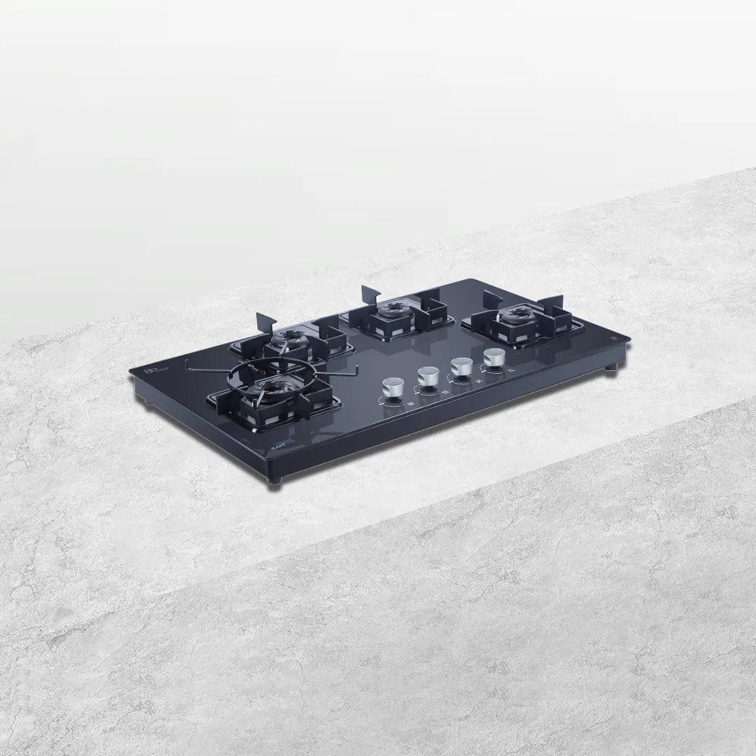CTS 84 BAI 84cm 4 Burner Auto Ignition Cooktop with Black Tempered Glass & Metal Knobs