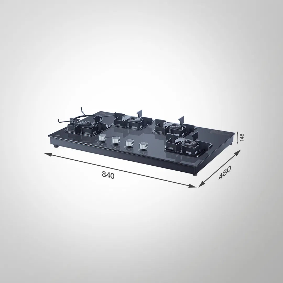 CTS 84 BAI 84cm 4 Burner Auto Ignition Cooktop with Black Tempered Glass & Metal Knobs