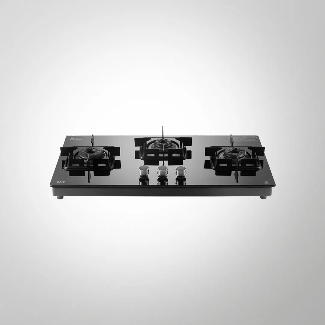 CTS 71 3B AI 71cm 3 Burner Auto Ignition Cooktop with Black Tempered Glass & Metal Knobs