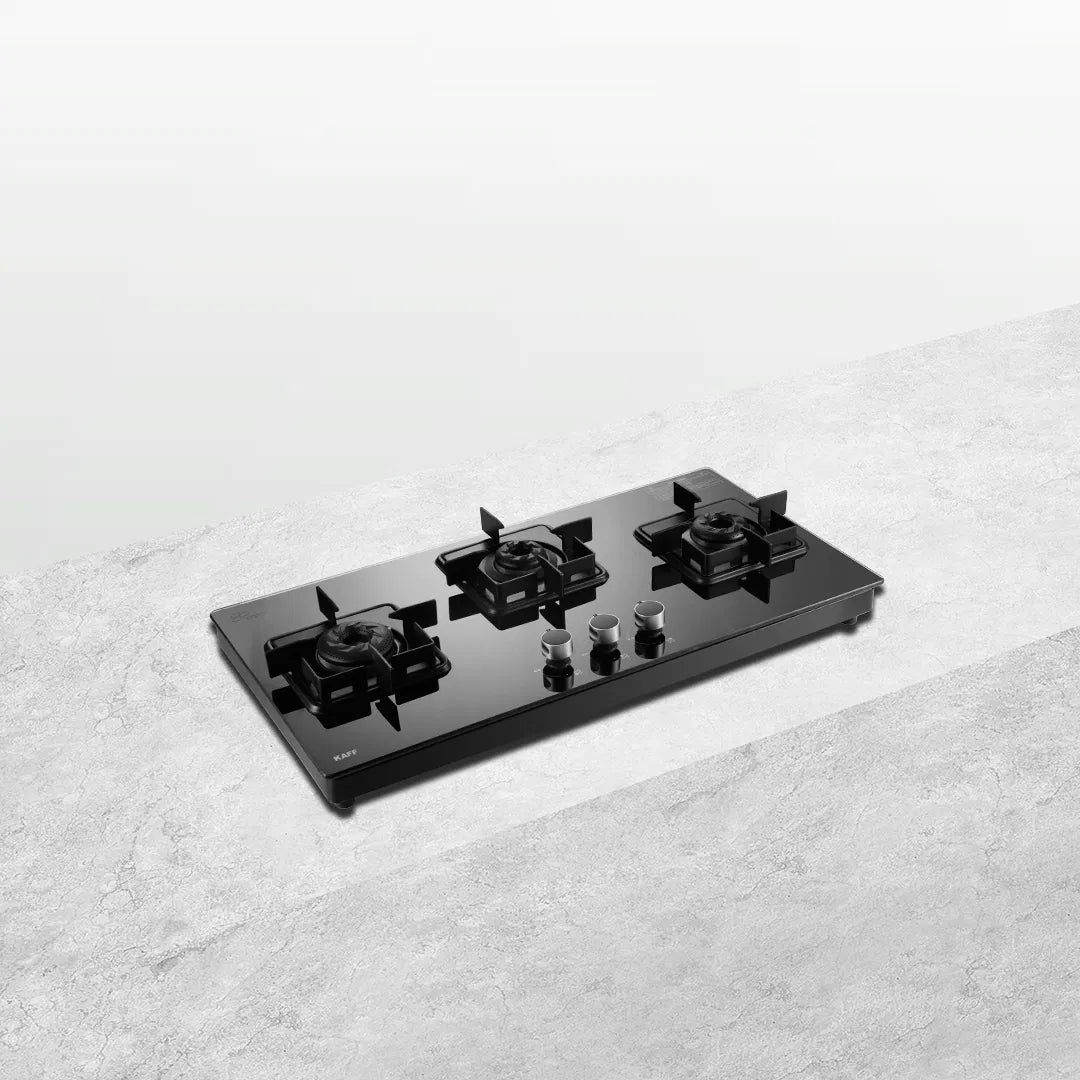 CTS 71 3B AI 71cm 3 Burner Auto Ignition Cooktop with Black Tempered Glass & Metal Knobs