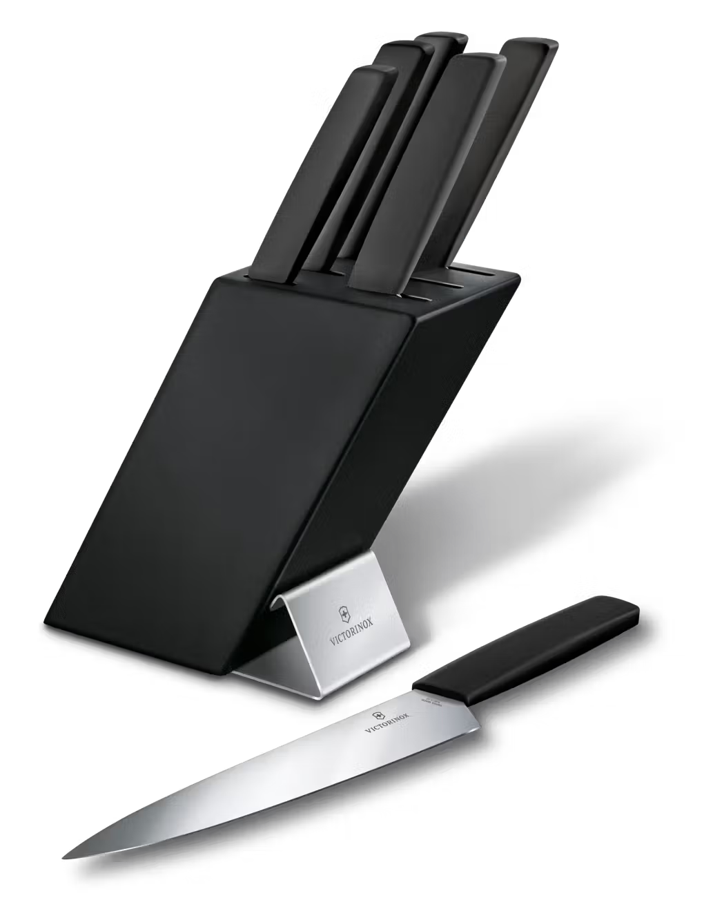 Swiss Made Modern Knife Block 6 Pieces Black Beechwood Knife Set (6.7186.63)