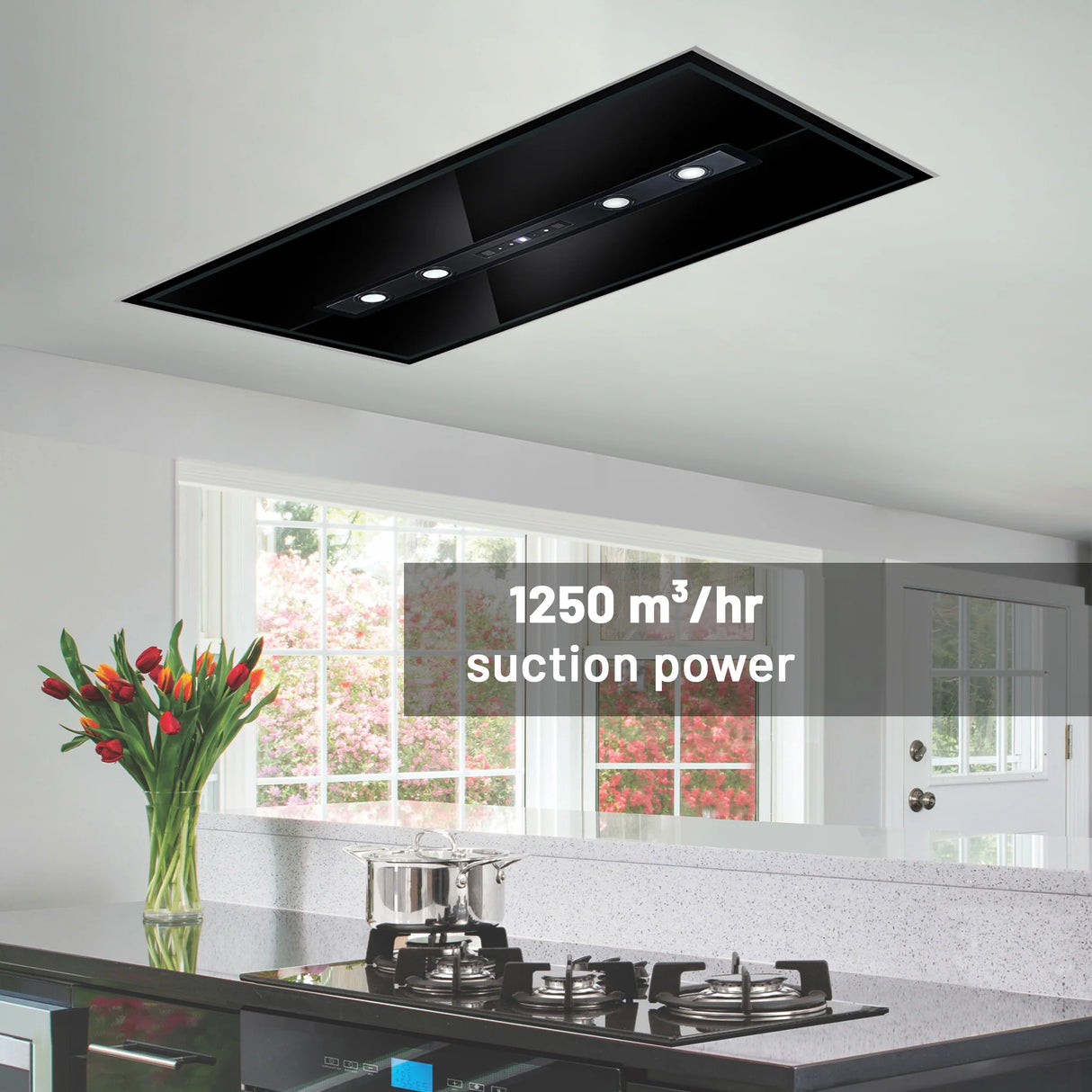 Kitchen Chimney Cassette Ceiling Mounted Remote Control Baffle filters 120cm 1250 m3/h - (1010CS)