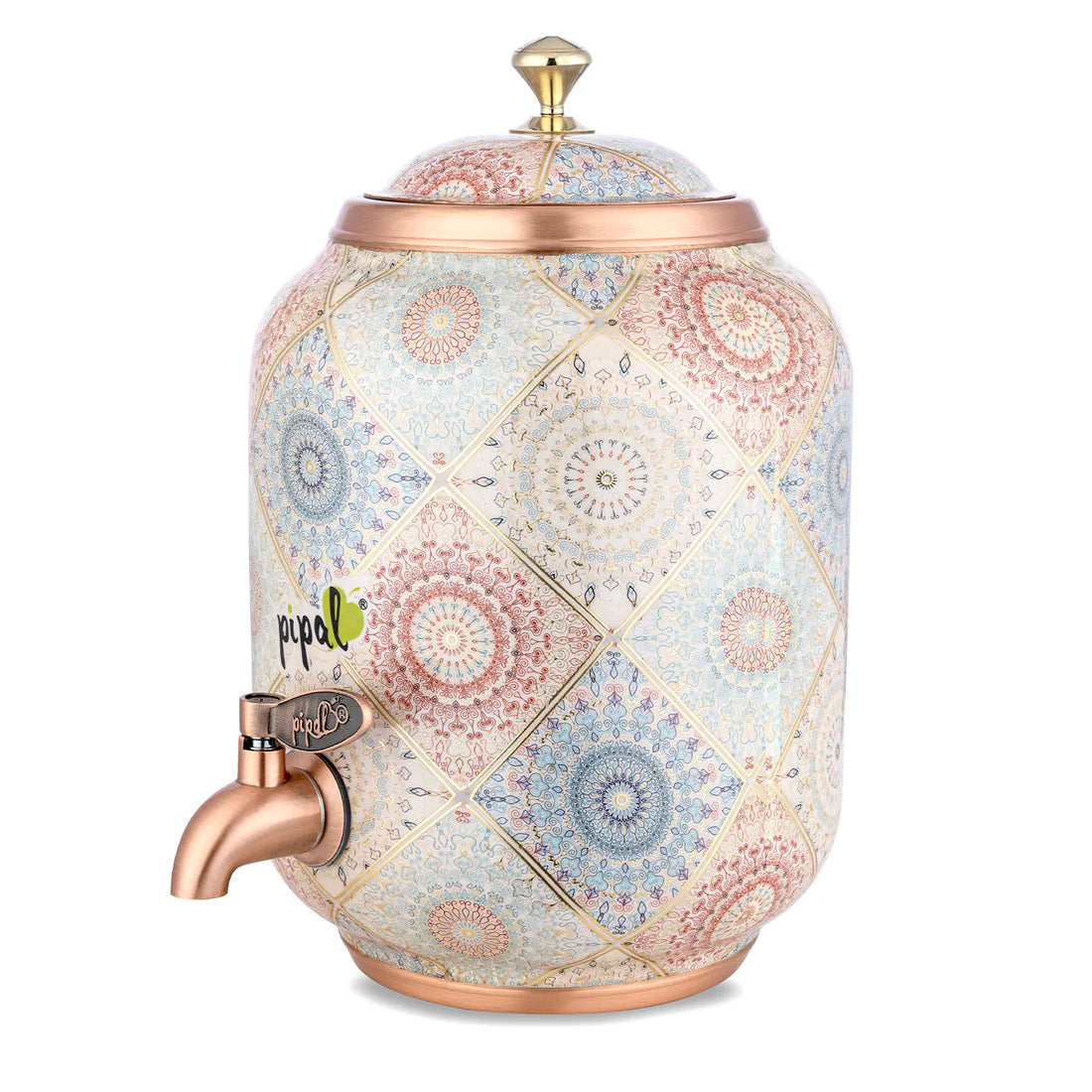 Classical Printed Copper Matka – Mandala Gold | 10.5 Litre