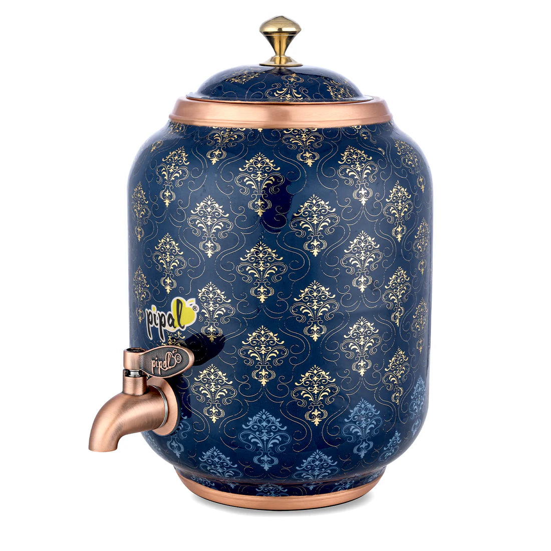 Classical Printed Copper Matka – Motif Carpet Gold | 7 Litre