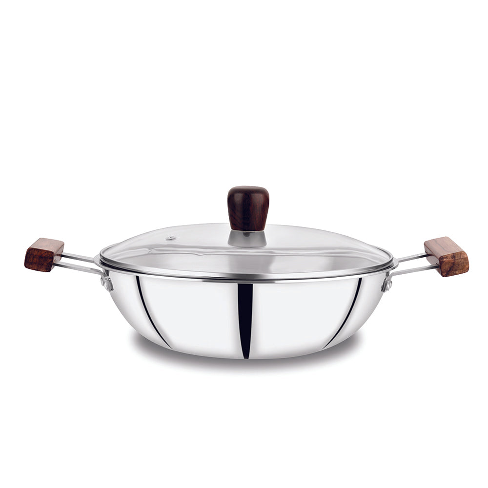 Triply Kadai with Glass Lid – 22 cm