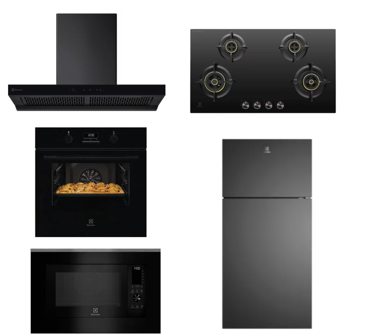 Utsav Combo - 90 cm Chimney ECT9841KB + 90 cm Hob EHG9430BCI + 65 L Built in Single Oven KOD3H50BK + 30 L Built in Convection Microwave EMSB30XCF + 503L top freezer refrigerator ETM5002C-B