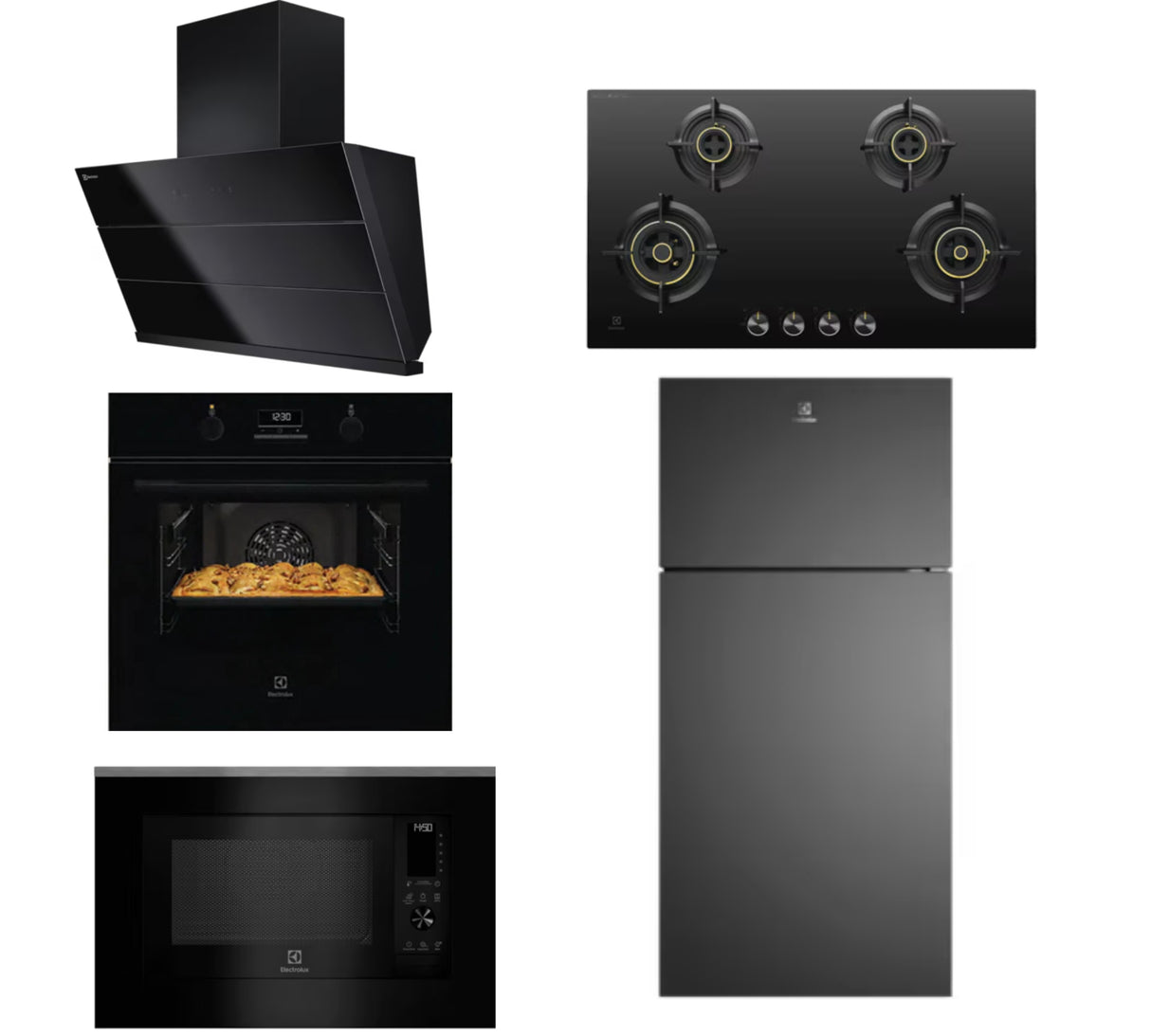 Utsav Combo - 90 cm Chimney ECS9941GB + 90 cm Hob EHG9430BCI + 65 L Built in Single Oven KOD3H50BK + 30 L Built in Convection Microwave EMSB30XCF + 503L top freezer refrigerator ETM5002C-B