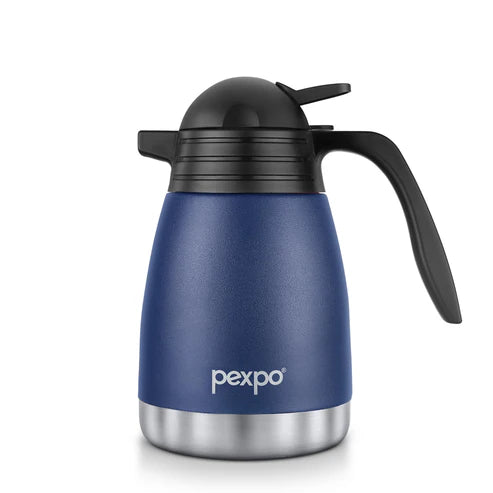 Pexpo- Stainless Steel Cosmo Carafe Vacuum Insulated (Tea pot) | 24/7 Hot & Cold 1000 ML Denim Blue