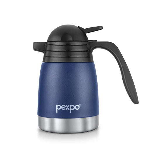 Pexpo- Stainless Steel Cosmo Carafe Vacuum Insulated (Tea pot) | 24/7 Hot & Cold 600 ML - Denim Blue