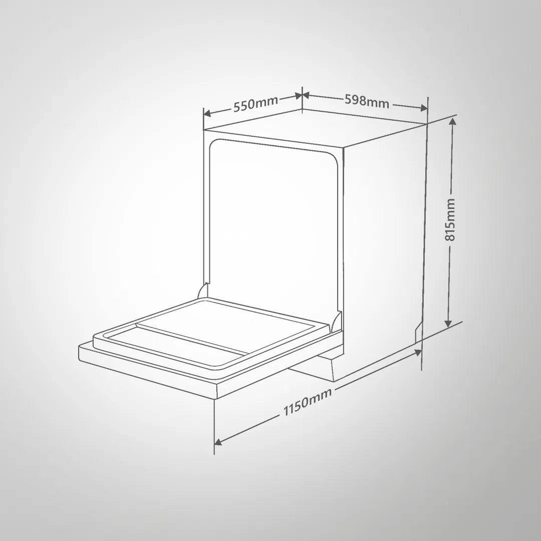 DW FIBI Fully Integrated Built-in Dishwasher – 12 Place Settings, 6 Programs, Soft Push Controls, Stainless Steel Interior