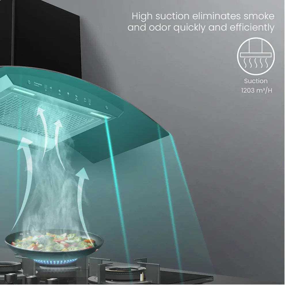 CHD-IMC90FLE-IND IntelliMotion Curved 90cm Filterless Chimney