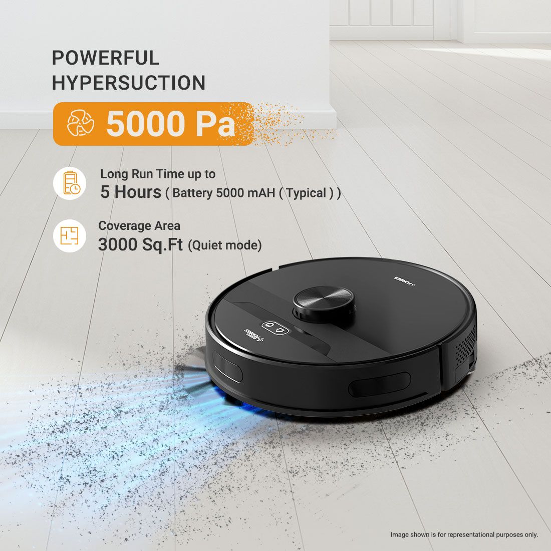 Smartclean Robotic Vacuum Cleaner & Mop with Wi-Fi Connectivity (Smart Voice Control, Black & Orange)