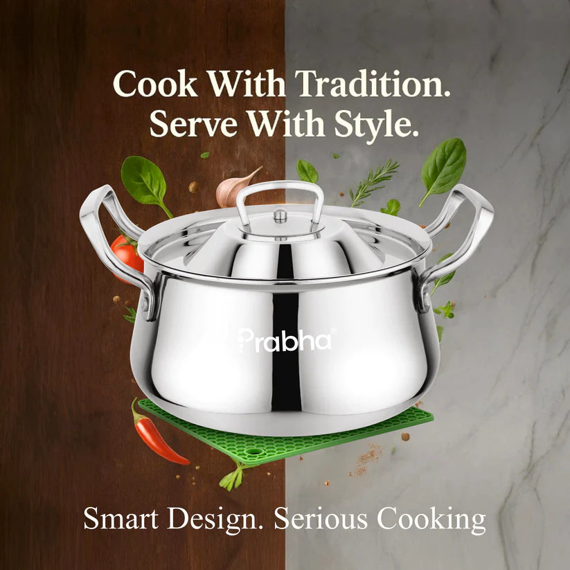 Elante Tri-Ply Biryani Handi With Lid – 2.8L, 18cm