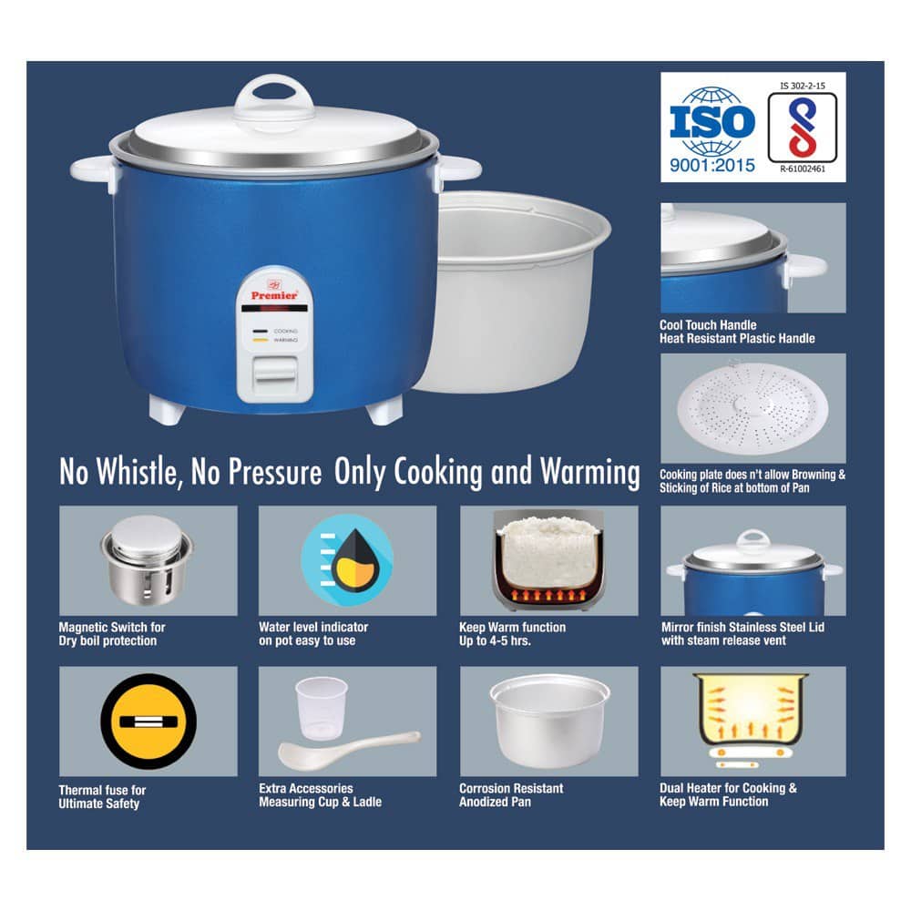 Premier Electric Rice Cooker 1.8Ltr Blue