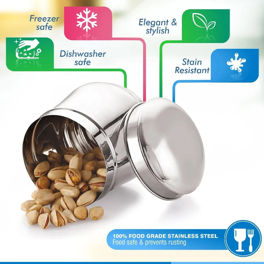 Mukti Premium Stainless Steel Everyday Food Storage Canister,Container,Dabba Set with Lid Ideal for Home & Kitchen (Everyday - Plain, 2350 ml)