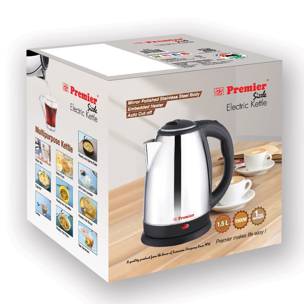 Premier Stainless Steel Electric Kettle 1.5Ltr