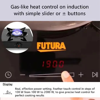 Futura FIC1A1 2000W Single Induction Cooktop with 20 Power Settings & Pan Detection