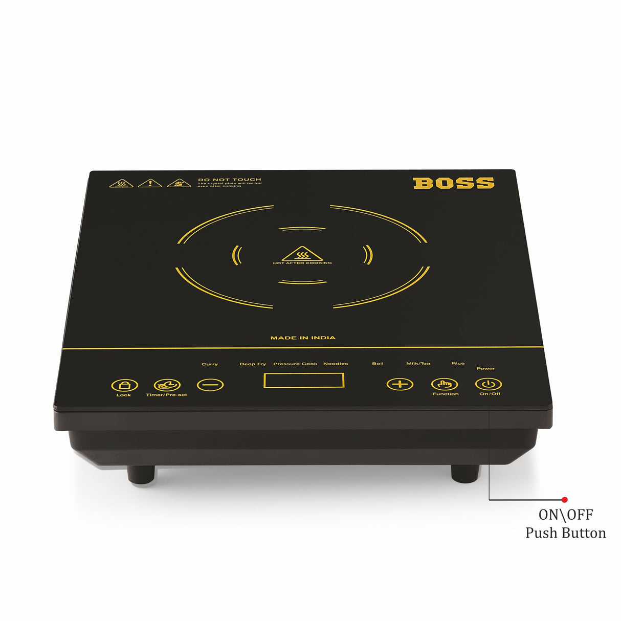 Chefmax 1800 Watts Induction Cooktop, Menu Option, Soft Touch Button, temperature adjustment, Black B536