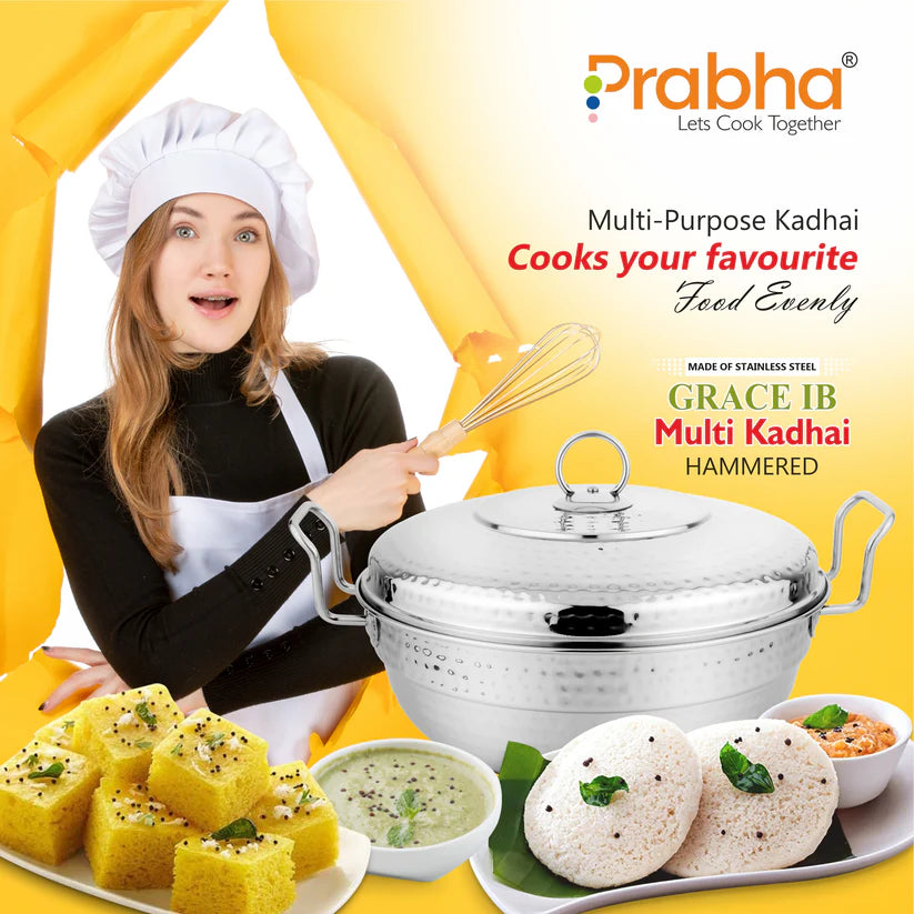 Grace IB Multi Kadhai Hammered with 6 Plates 26cm