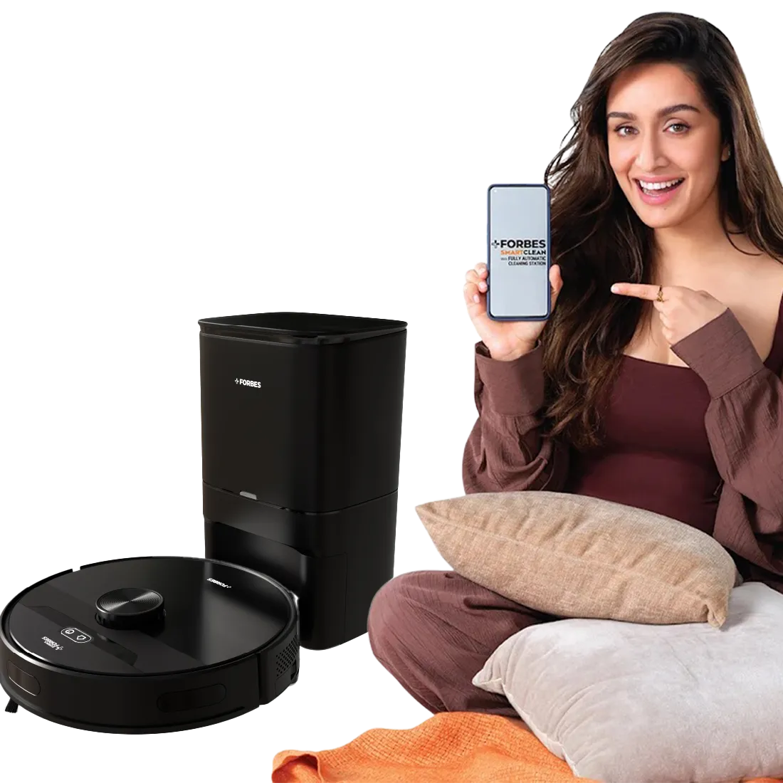 Smartclean Robotic Vacuum Cleaner & Mop with Wi-Fi Connectivity (Smart Voice Control, Black & Orange)