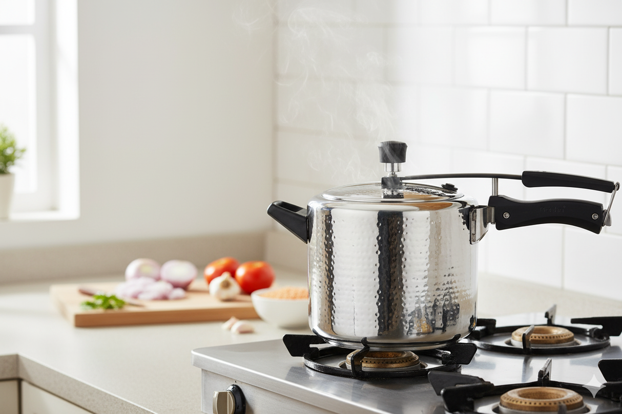 Crown IB Stainless Steel Hammered Inner Lid Pressure Cooker – 2L