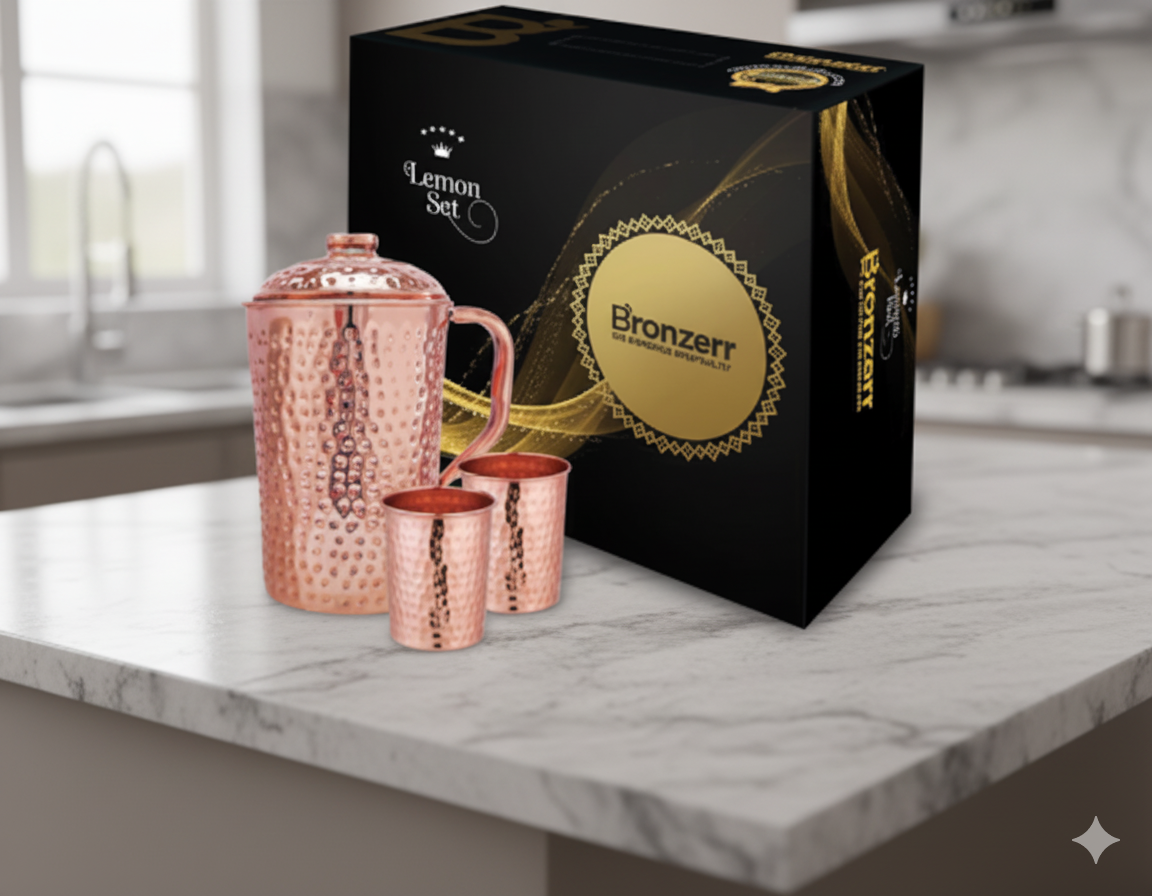 Lemon Hammered Copper Set - 3 Pcs