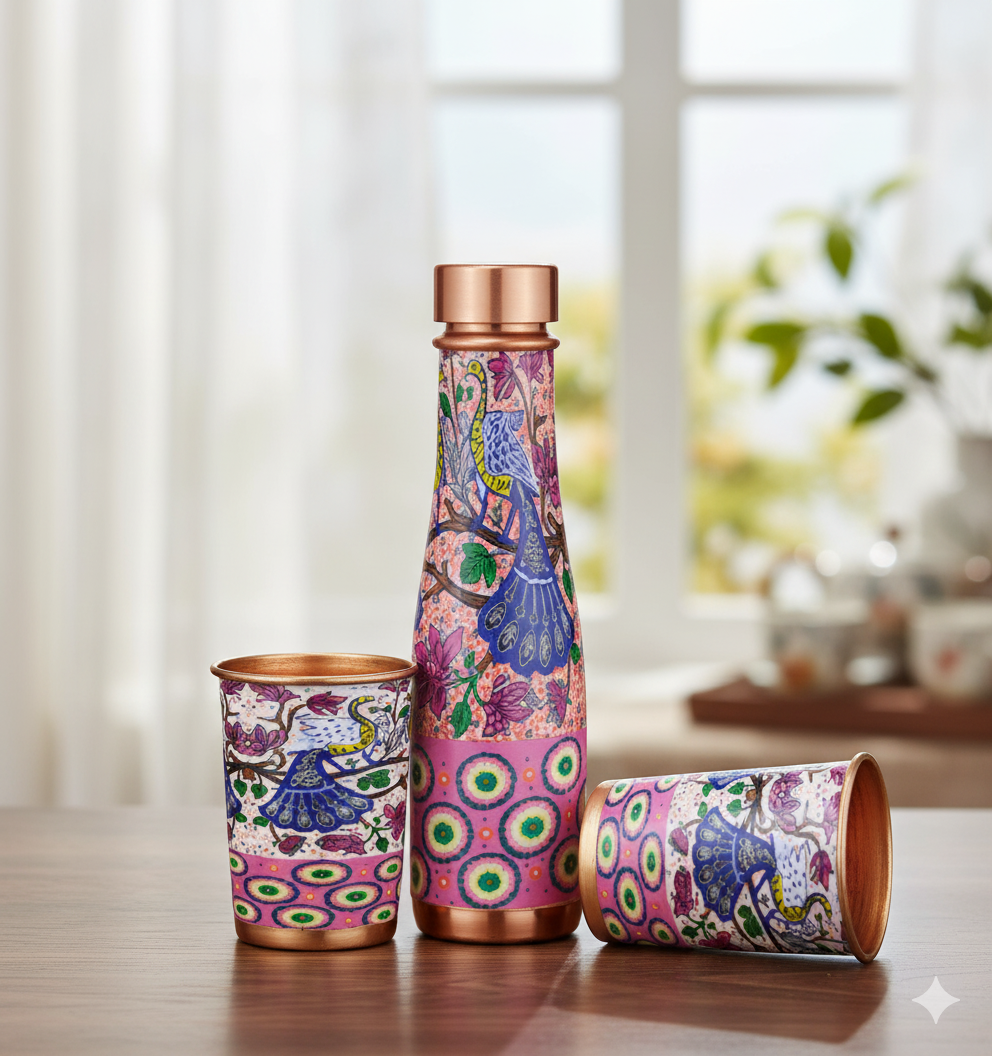 Utsav Graphica Pink Copper Set