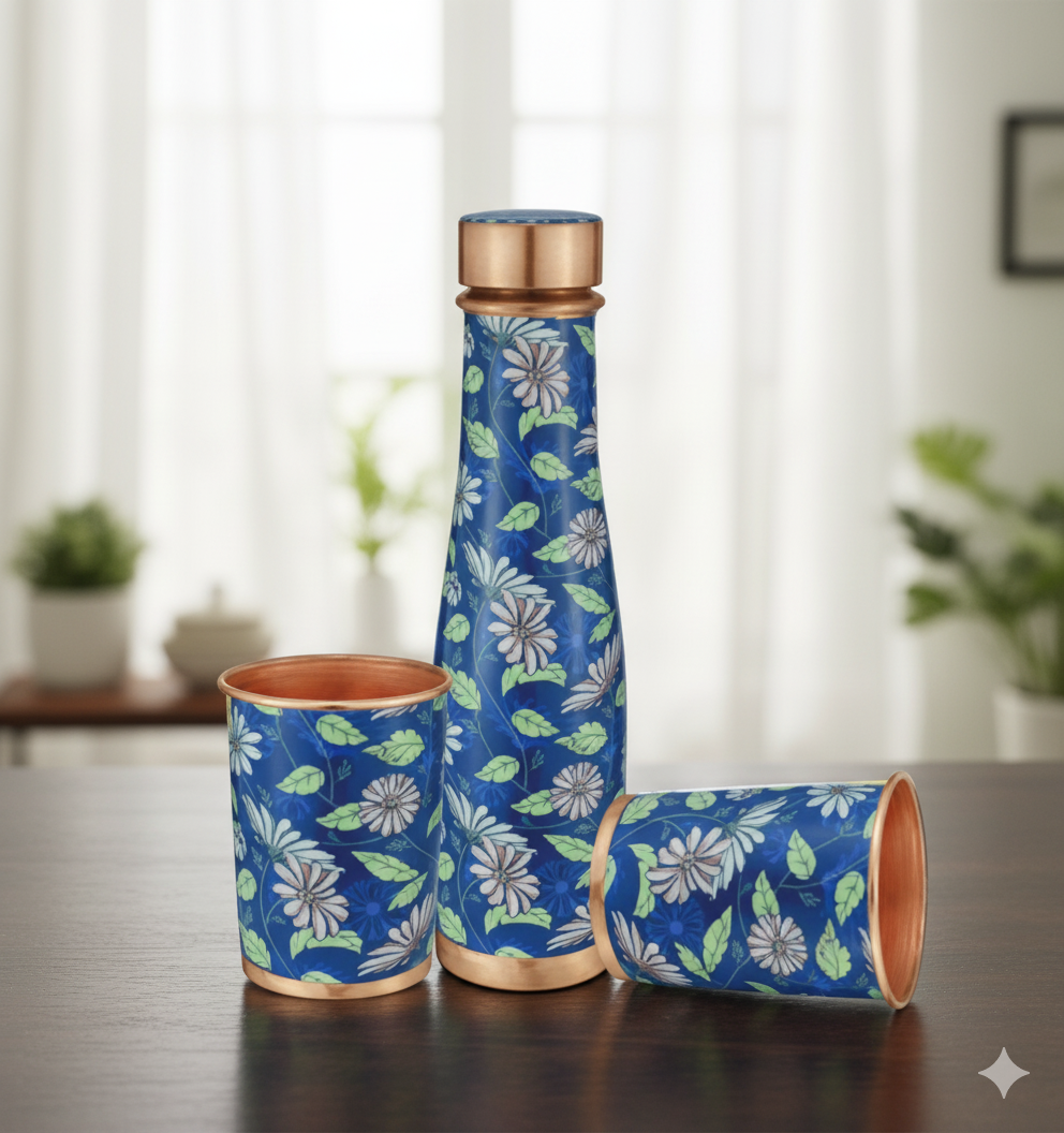 Utsav Graphica Blue Copper Set