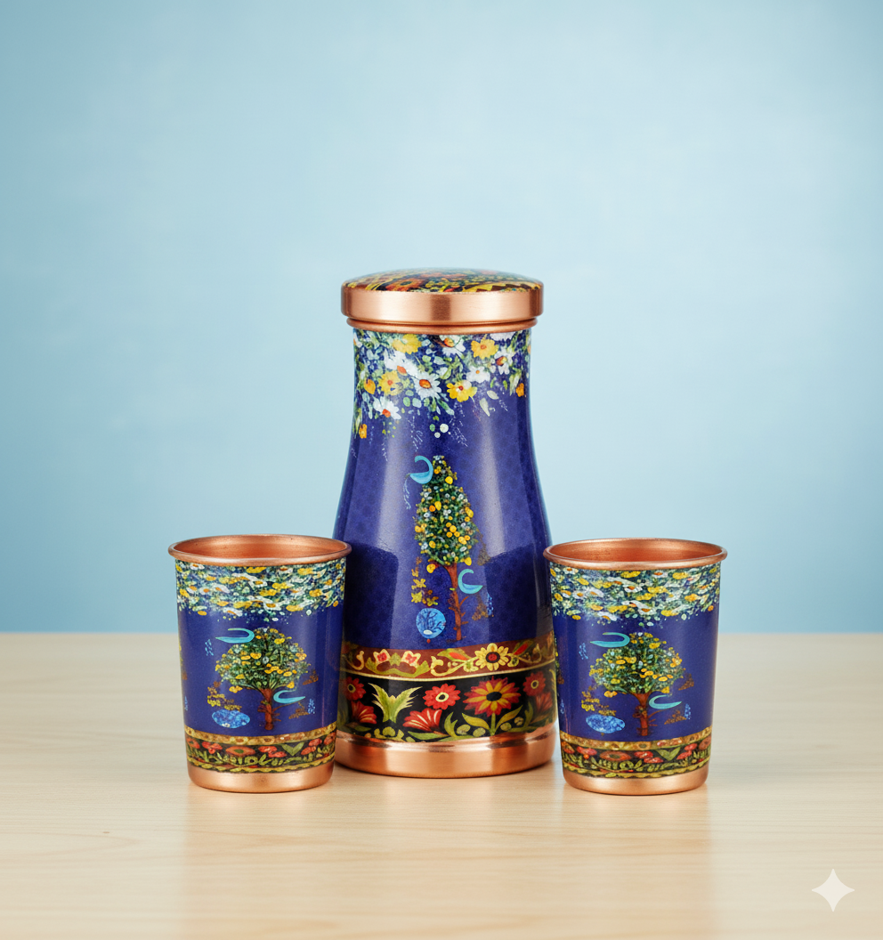 Saanjh - Carafe Blue Copper Serving Set