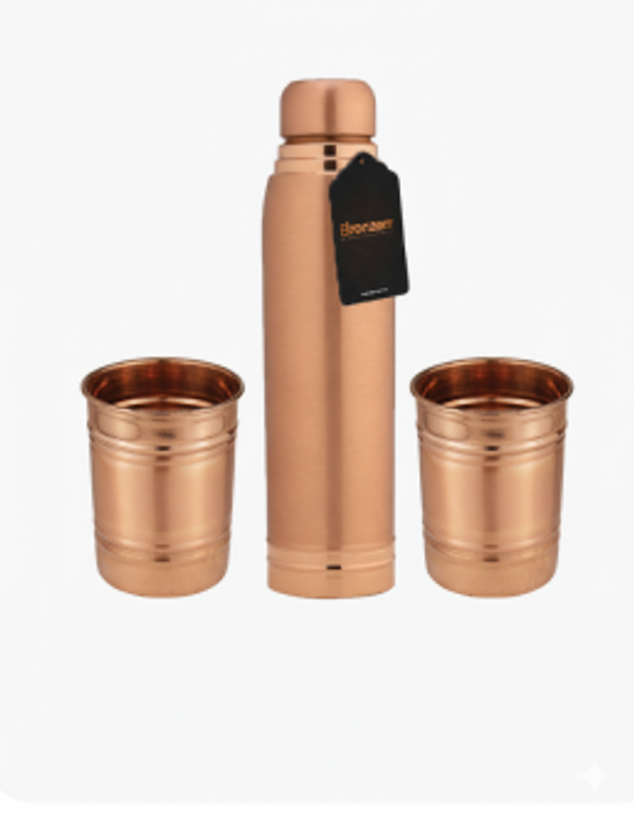 Regalea Unique Fancy Matt Copper Bottle Set