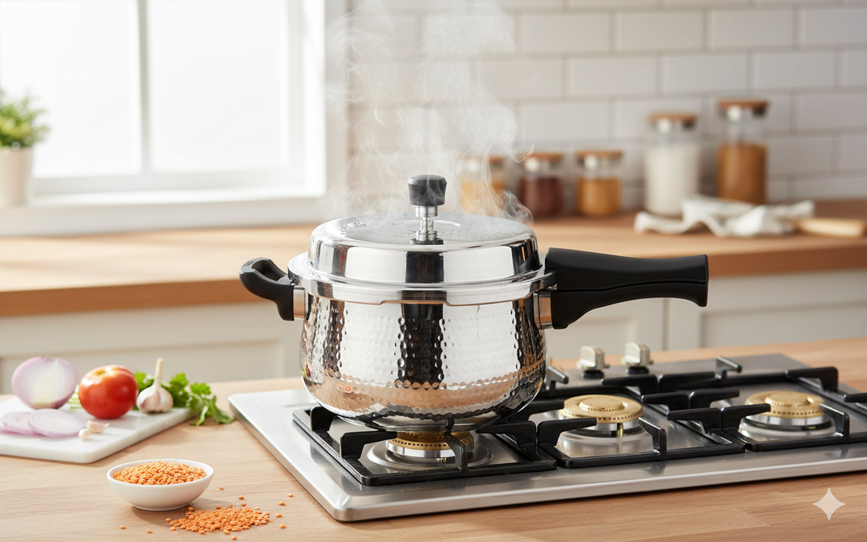 Swift Hammered Stainless Steel IB Outer Lid Pressure Cooker – 3L