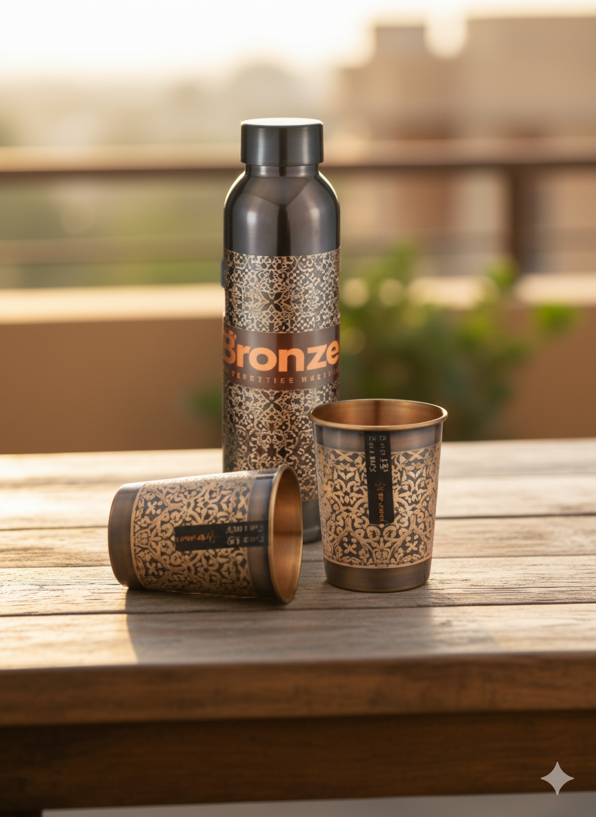 Vintage Water Bottle & Tumbler Set