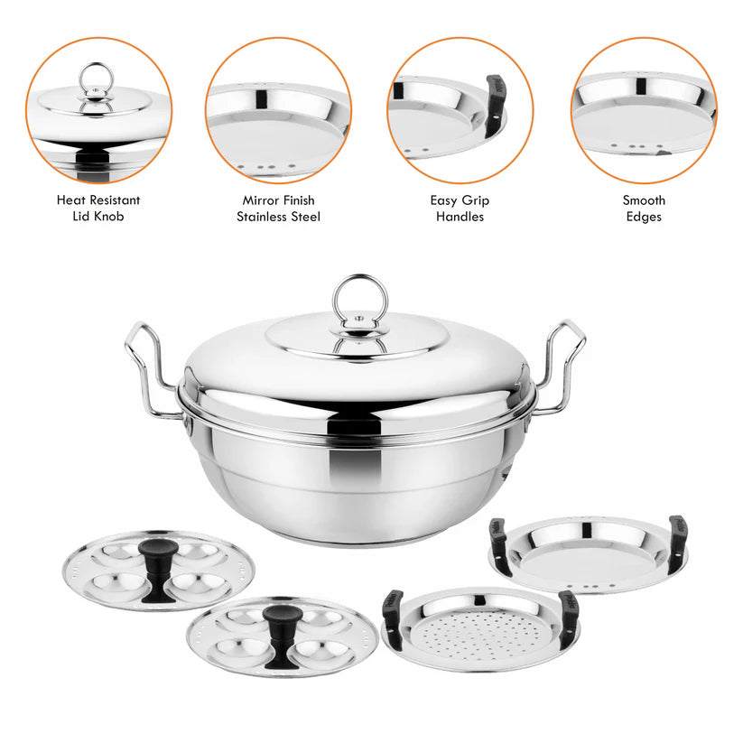 Grace IB Mini Multi Kadhai Plain With 4 Plates