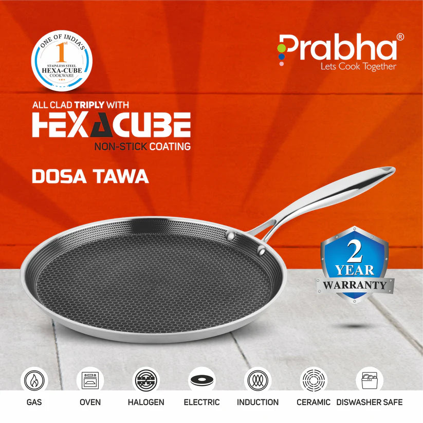 Tri-ply Hexa Cube Dosa Tawa – 30cm