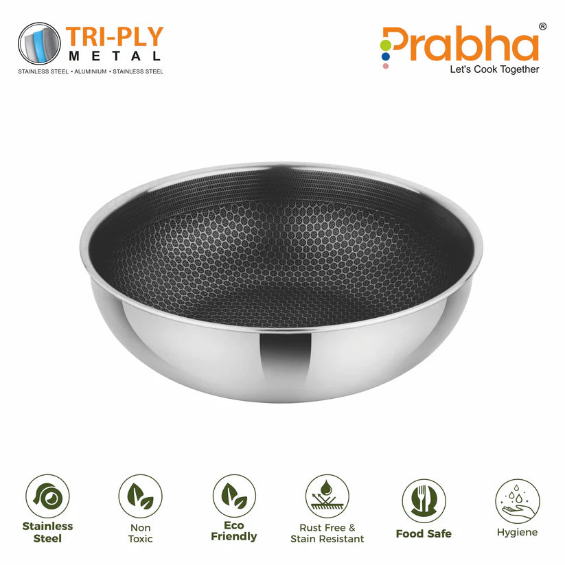 Tri-ply Hexa Cube Tasla Without Lid – 3.5L, 26cm