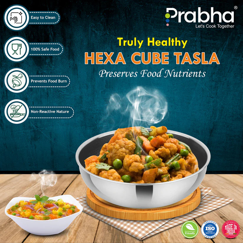 Tri-ply Hexa Cube Tasla Without Lid – 3.5L, 26cm