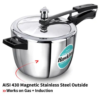 Tri-Ply Stainless Steel Pressure Cooker 4.5 Litre Wide Mouth (HSST45)