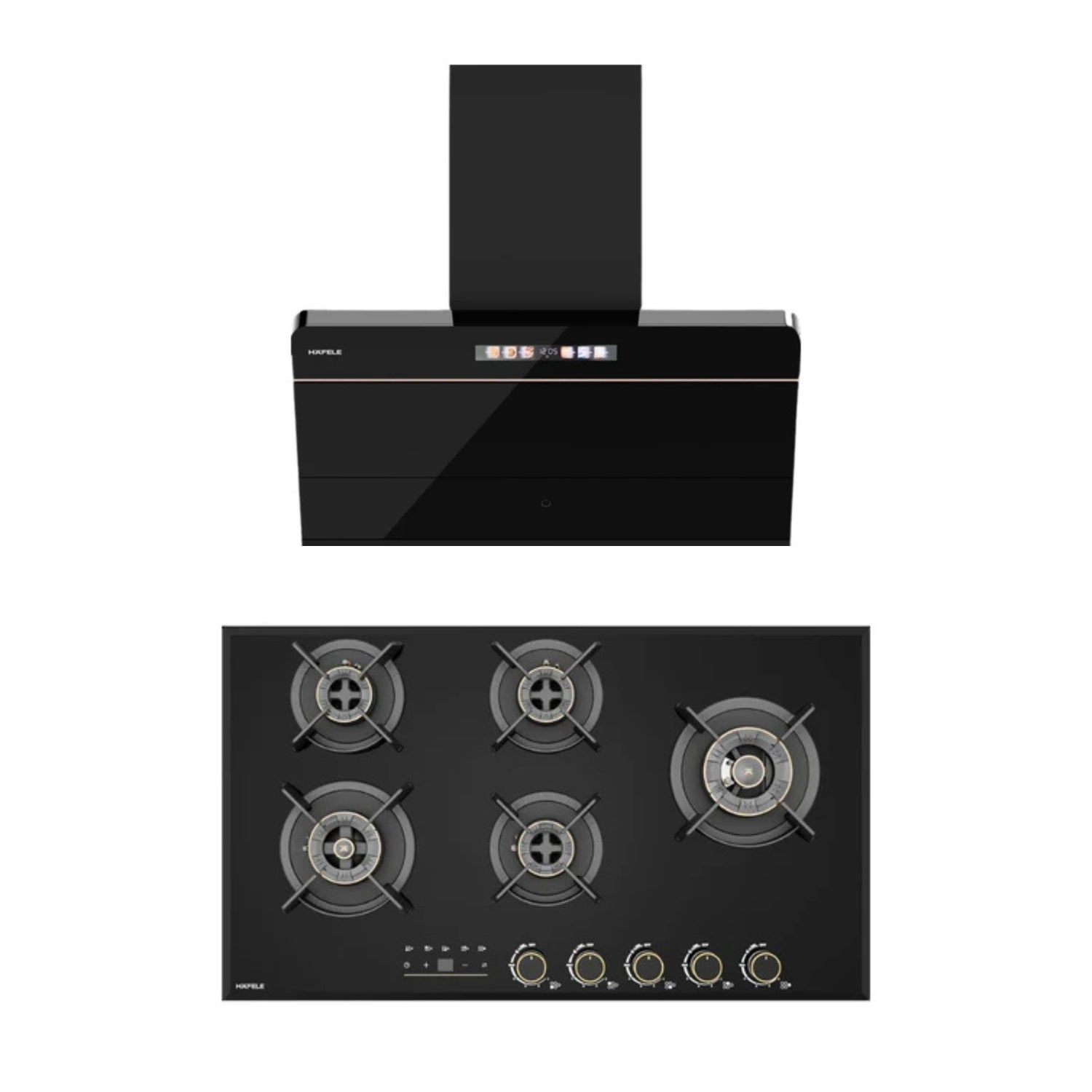 Combo Teresa Neo I-90 BLDC 90 cm Wall Mounted Chimney + Cronus Digi-Step 590 90 cm 5 Burner Hob