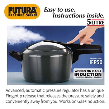 Futura Hard Anodised Induction Base Pressure Cooker 5 Litre (IFP50)
