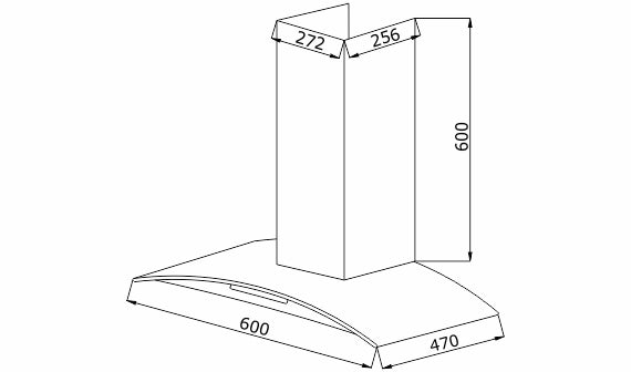 ISMART GLACE TRIM BF LTW 60 NERO 60 cm Wall Mounted Chimney