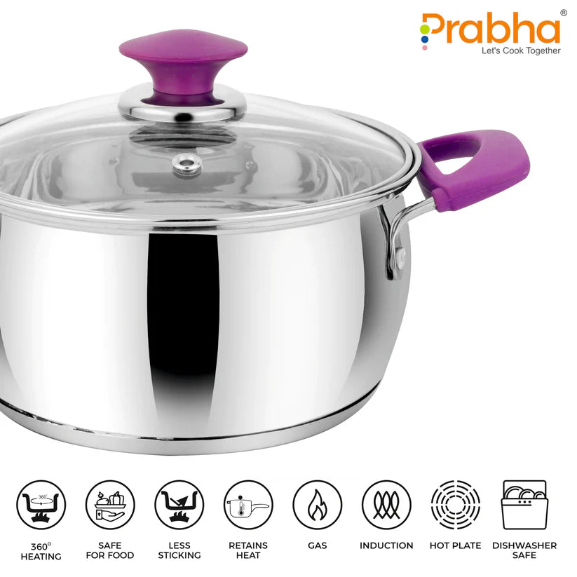 Ib Marina Casserole With Glass Lid 2Pcs Set (1100ML + 1500ML)