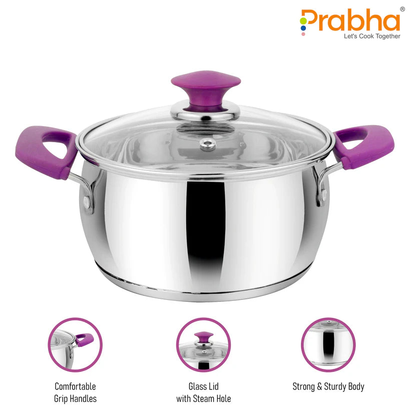 Ib Marina Casserole With Glass Lid 2Pcs Set (1100ML + 1500ML)