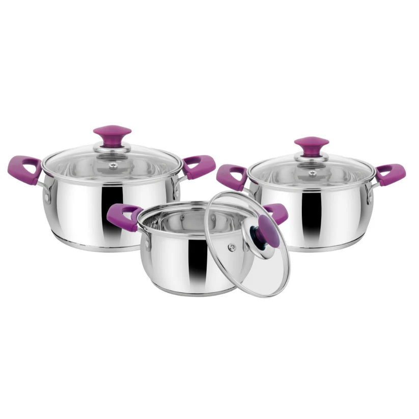 Ib Marina Casserole With Glass Lid 3Pcs Set (1100ML + 1500ML + 1900ML)