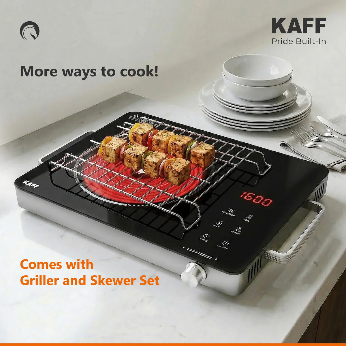 TIR36 Infrared Induction Cooktop with 3 Presets, 2200W Power & Touch + Knob Control