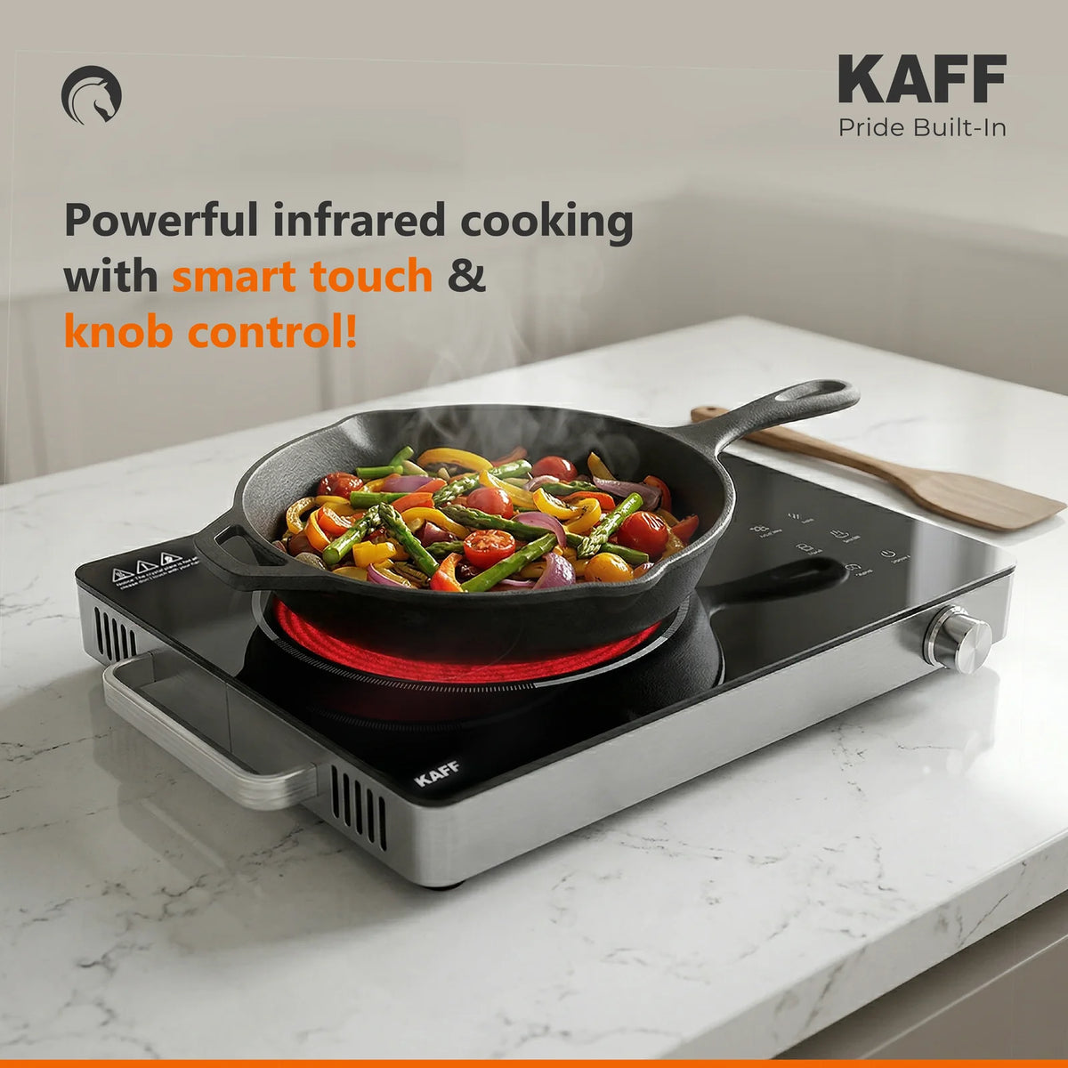 TIR36 Infrared Induction Cooktop with 3 Presets, 2200W Power & Touch + Knob Control