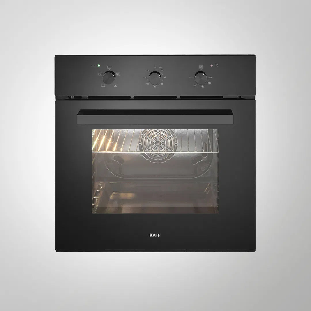 KOV 80 BA6 60cm Built-in Electric Oven – 80L Capacity, 4 Functions, Rotary Dials, Full Black Tempered Glass Finish