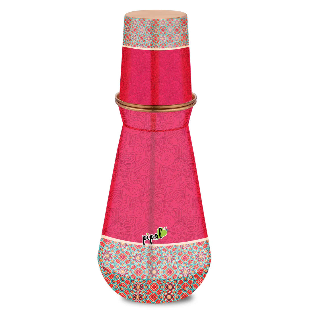 Kumbh Printed Copper Carafe Pink– 950 ml