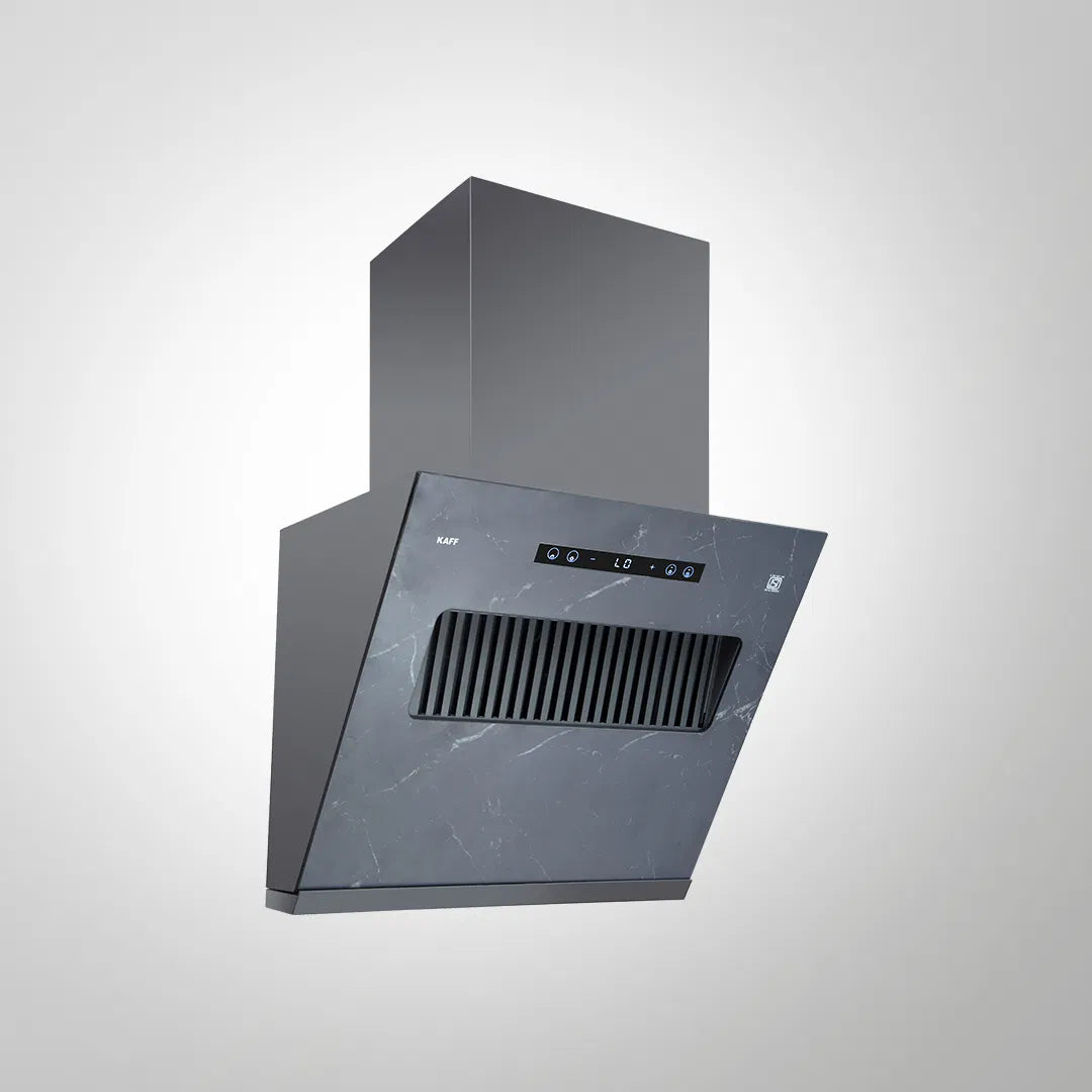 LINNEA RG 60 DC Filterless Smart Chimney | 60 cm Wall-Mounted, 1400 m³/hr, Dry Heat Auto Clean, 9-Speed Gesture Control, Matt Grey Rock Glass